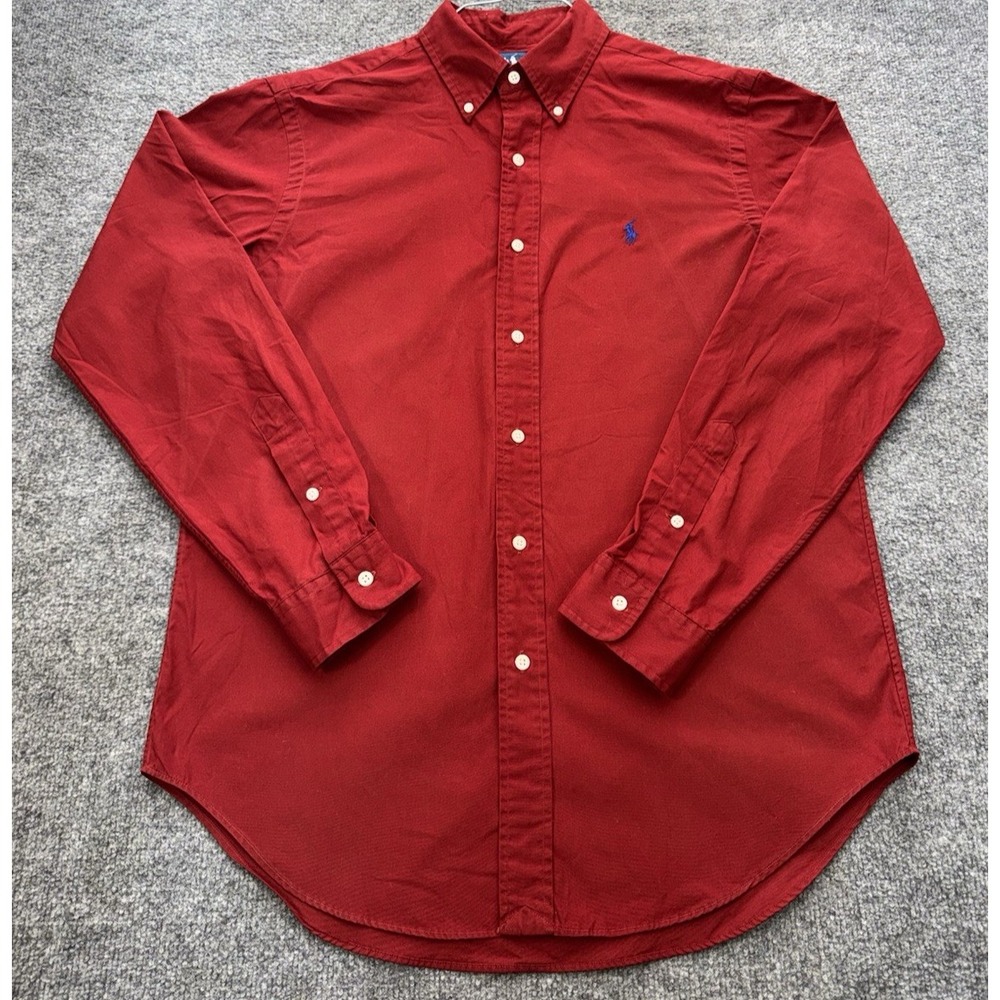 Vintage Ralph Lauren Men's M Red Button Down Shirt Hong Kong Pony Classic Fit